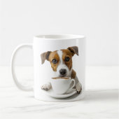 私のコーヒーを手に、かわいい犬、カスタム コーヒーマグカップ (左)