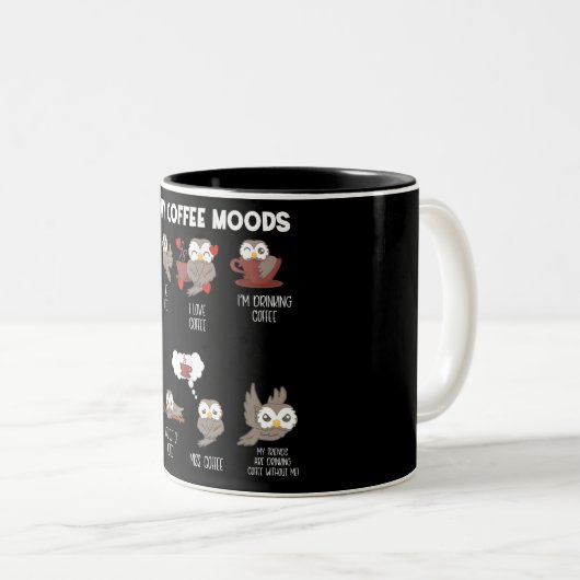 私のコーヒームードフクロウのギフトフクロウ愛好家コーヒーギフト ツートーンマグカップ (正面右)