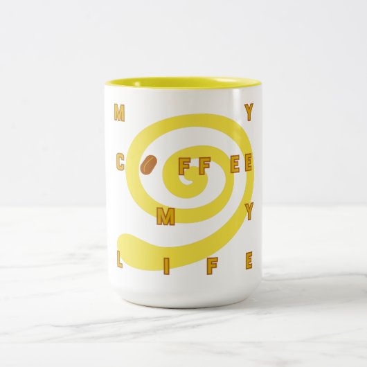 私のコーヒー私の人生のマグカップ ツートーンマグカップ (中央)