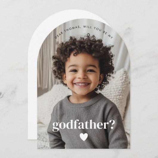 私のゴッドファーザーの写真の提案 招待状 (正面/裏面)