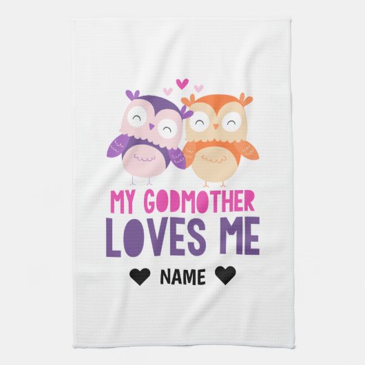 私のゴッドマザーは私を愛している – フクロウ キッチンタオル (縦)