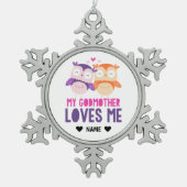 私のゴッドマザーは私を愛している – フクロウ スノーフレークピューターオーナメント (正面)