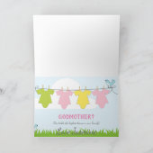 私のゴッドマザーピンクのベビーの車輌カード 招待状 (内部)