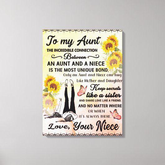 私のゴージャスパーソナライズされたな叔母ひまわり毛布に キャンバスプリント (正面)