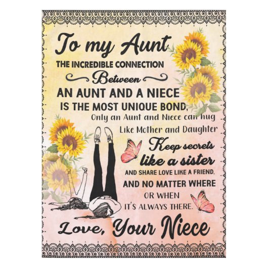 私のゴージャスパーソナライズされたな叔母ひまわり毛布に テーブルクロス (正面)