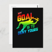 私のゴールはあなたのサッカーのゴールキーパーの虹を否定する ポストカード (正面/裏面)