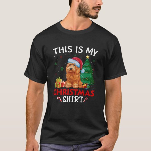 私のゴールデンドゥードル犬のサンタ帽子クリスマス パ Tシャツ (正面)