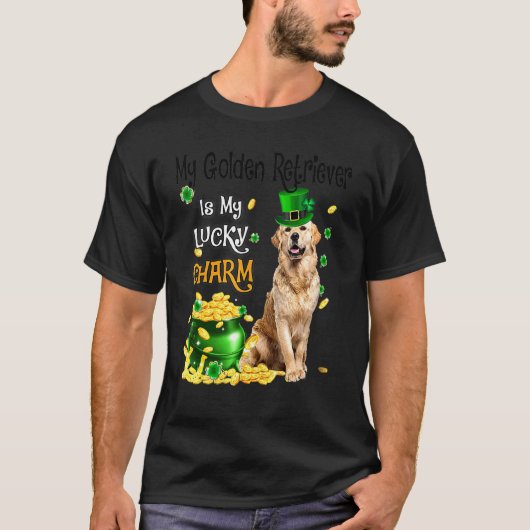 私のゴールデンレトリバーは私の幸運なチャームかわいい犬パット Tシャツ (正面)