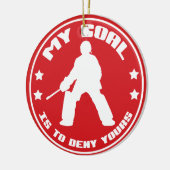 私のゴール、フィールドホッケーの(赤い)オーナメント セラミックオーナメント (左)