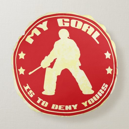 私のゴール、フィールドホッケーゴアリー丸い枕、赤 ラウンドクッション (正面)