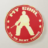 私のゴール、フィールドホッケーゴアリー丸い枕、赤 ラウンドクッション (裏面)