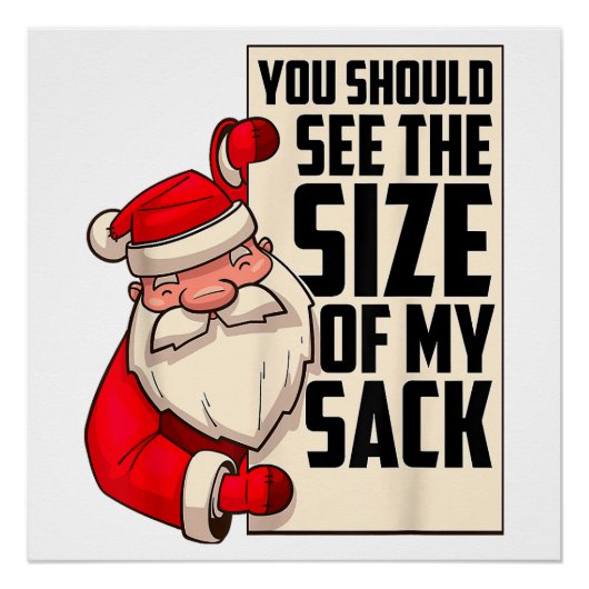 私のサックのサイズが表示されるはずおもしろいさSanta Chr ポスター (正面)