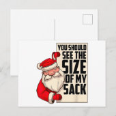 私のサックの大きさを見てみるべき 面白いサンタ クリ シーズンポストカード (正面/裏面)