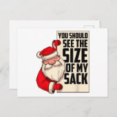 私のサックの大きさを見てみるべき 面白いサンタ シーズンポストカード (正面/裏面)