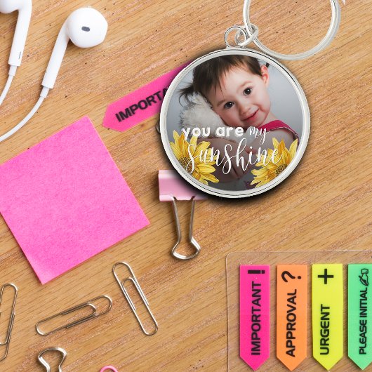 私のサンシャインかわいい黄色のひまわり写真 キーホルダー