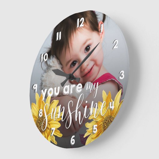 私のサンシャインかわいい黄色のひまわり写真 ラージ壁時計 (傾斜)