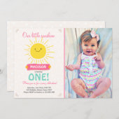 私のサンシャインリトルサンシャイン誕生日の招待 招待状 (正面/裏面)