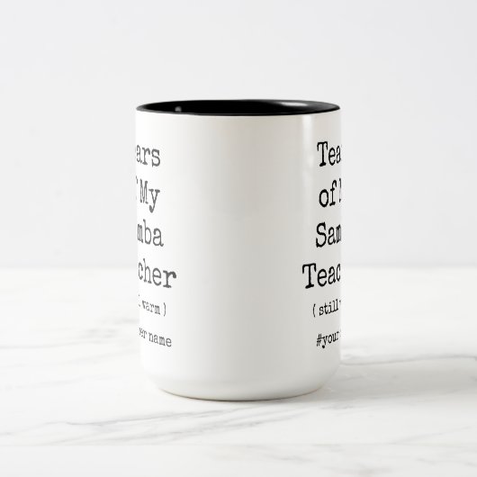 私のサンバダンスの涙先生がまだ暖おもしろいかい ツートーンマグカップ (中央)