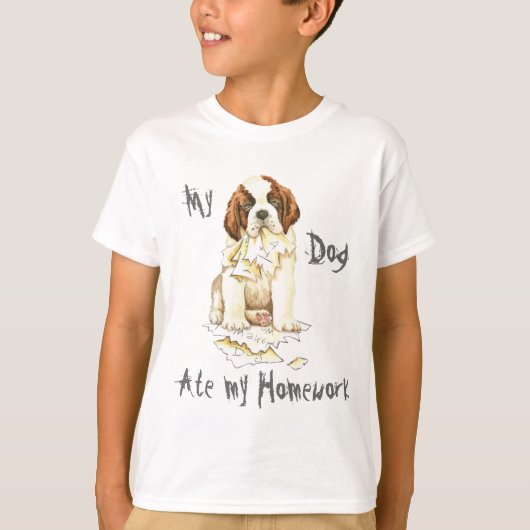 私のサンベルナール峠は私の宿題を食べました Tシャツ (正面)