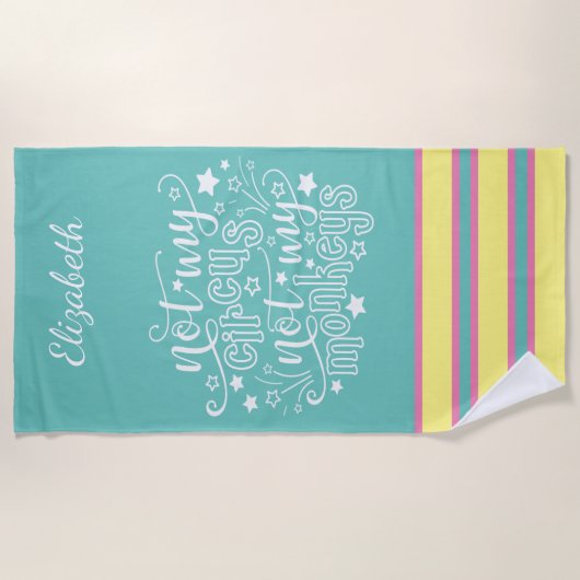 私のサーカスではなく私の猿の母の政治的おもしろいな ビーチタオル (正面)