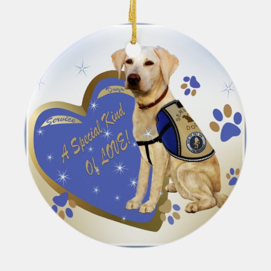私のサービス犬特別な一種の愛実験室 セラミックオーナメント (裏面)