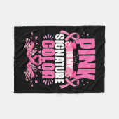 私のシグネチャーカラーピンクの乳がん認識度 フリースブランケット (正面(横))