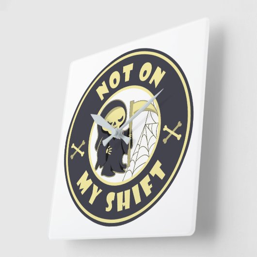 私のシフト上にないグリムリーパーハロウィーン引用文 スクエア壁時計 (傾斜)