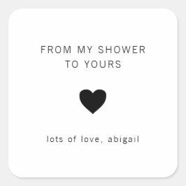 私のシャワーからあなたのものへ 現代のブライダルシャワーのお土産 スクエアシール