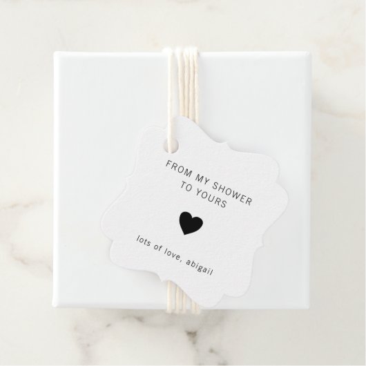私のシャワーからあなたのものへ 現代のブライダルシャワー フェイバータグ (インサイチュ)