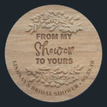 私のシャワーからあなたのシャワーまで – ありが素朴とうございます ラウンドシール<br><div class="desc">私のシャワーから貴方のシャワーまで – あなたは感謝していステッカーを好む</div>