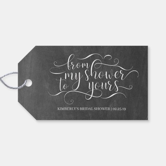 私のシャワーからあなたのシャワーまで – ブライダルシャワー ギフトタグ (裏面横)