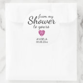 私のシャワーからあなたのブライダルシャワー黒/白 ラウンドシール (バッグ)