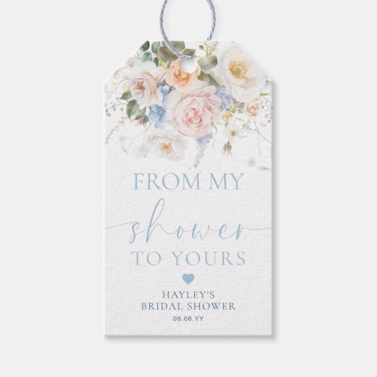 私のシャワーからあなたの石鹸までハーグローブブルーフローラ ギフトタグ (正面)