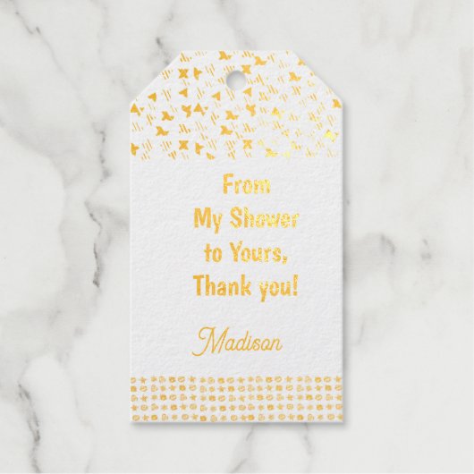私のシャワーからあなたの銀または金箔の箔まで ギフトタグ (正面)