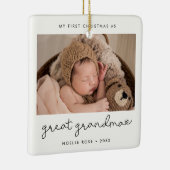 私のシンプル初めてのクリスマスはおばあちゃん素晴らし写真 セラミックオーナメント (右)