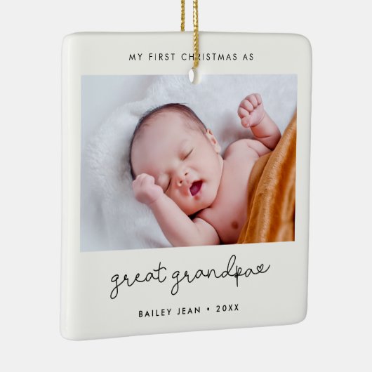 私のシンプル初めてのクリスマスをGrandpa写真と素晴らしして セラミックオーナメント (右)