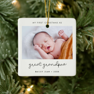 私のシンプル初めてのクリスマスをGrandpa写真と素晴らしして セラミックオーナメント