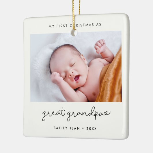 私のシンプル初めてのクリスマスをGrandpa写真と素晴らしして セラミックオーナメント (左)