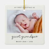 私のシンプル初めてのクリスマスをGrandpa写真と素晴らしして セラミックオーナメント (裏面)