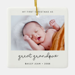 私のシンプル初めてのクリスマスをGrandpa写真と素晴らしして セラミックオーナメント