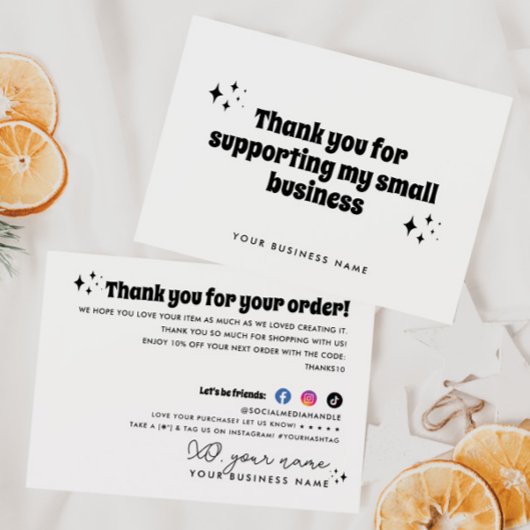 私のシンプル小モダンさなビジネスをサポートするレトロ サンキューカード