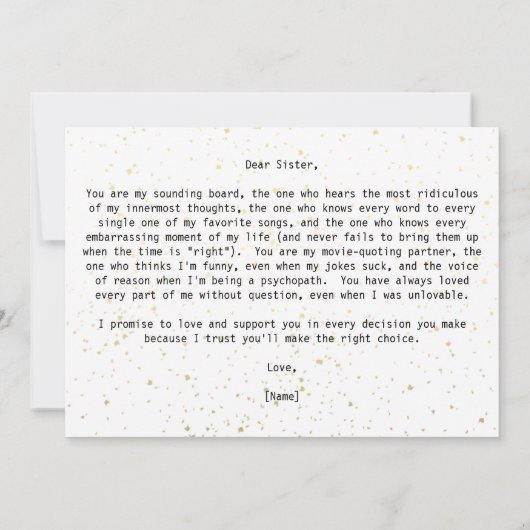 私のシンプル結婚式の日に妹に名前を追加 (裏面)