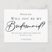 私のシンプル花嫁のメイドになるシックな黒いスクリプト ポストカード (正面)