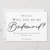 私のシンプル花嫁のメイドになるシックな黒いスクリプト 招待状 (正面)