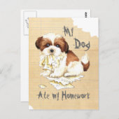 私のシーズー(犬)食べは宿題 ポストカード (正面/裏面)