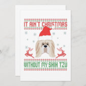 私のシーズー(犬)Tzu愛犬家なしにはクリスマスではない サンキューカード (正面/裏面)