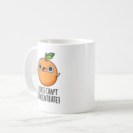 私のジュースはキュートなオレンジプリンを集中できない コーヒーマグカップ (正面左)