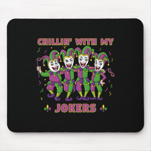 私のジョーカーとチリンMardi Grasおもしろい男の子K マウスパッド (正面)