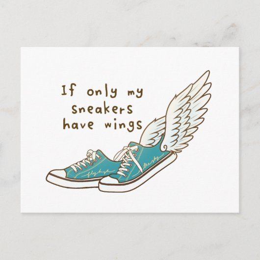 私のスもしニーカーだけは翼を持つ ポストカード (正面)