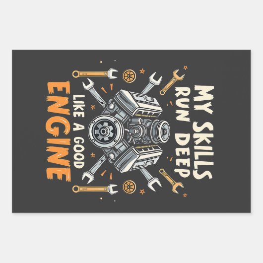 私のスキル走深いは優れたエンジン整備士のような ラッピングペーパーシート (正面)